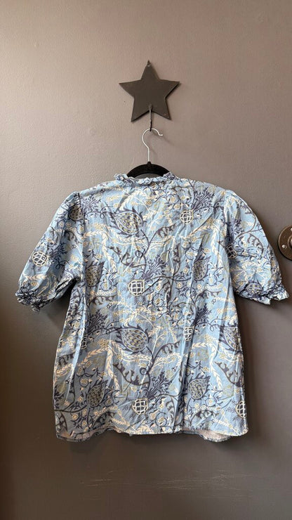 Smocked Tassel Floral Blouse