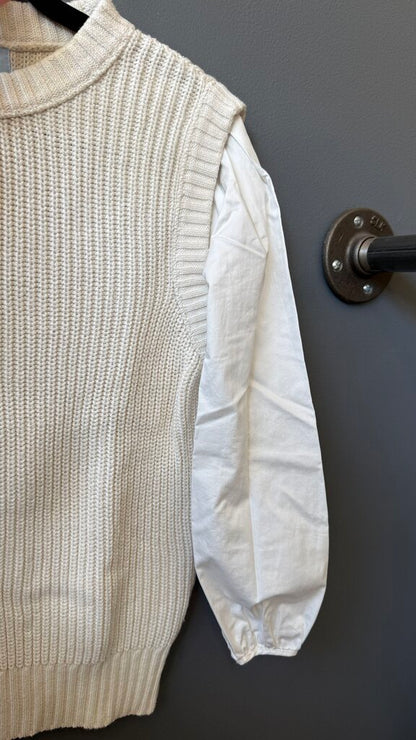 Poplin Sleeve Sweater