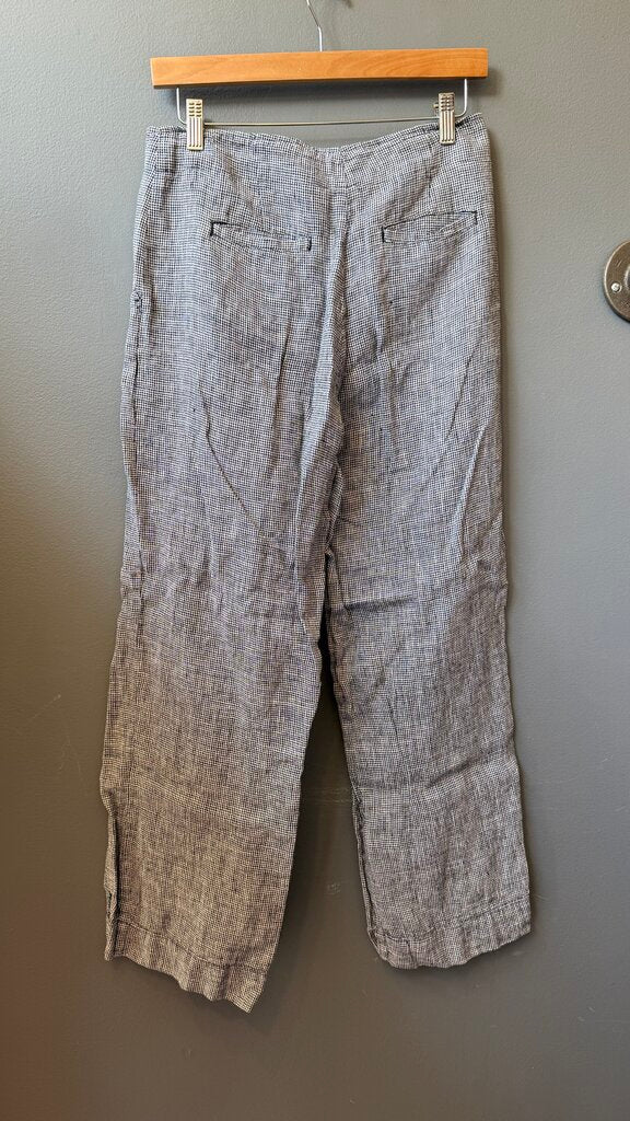 Linen Check Wide Leg Pants