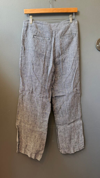 Linen Check Wide Leg Pants