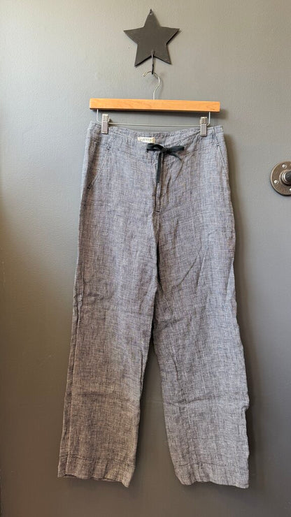 Linen Check Wide Leg Pants