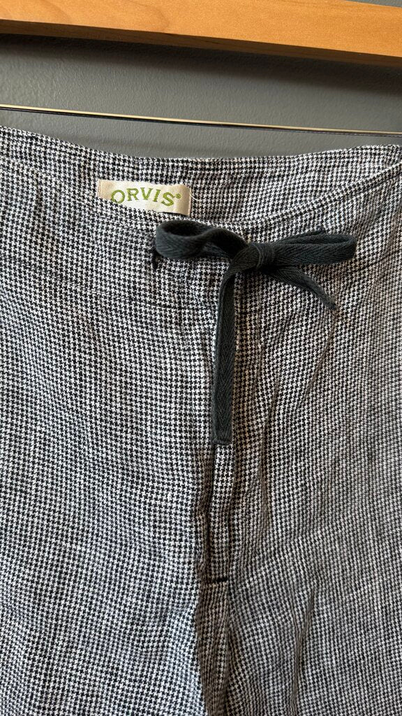 Linen Check Wide Leg Pants