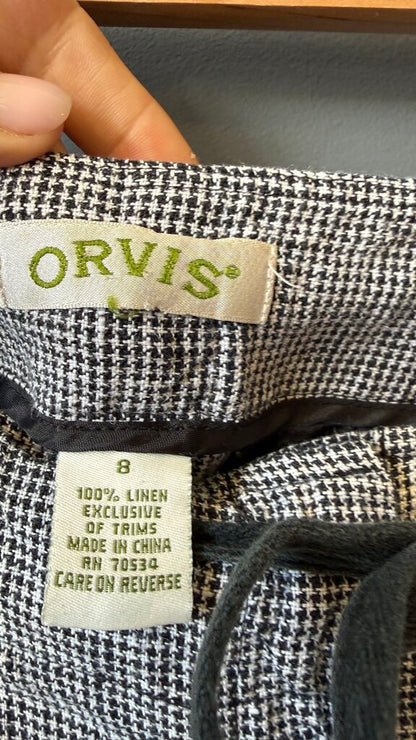 Linen Check Wide Leg Pants