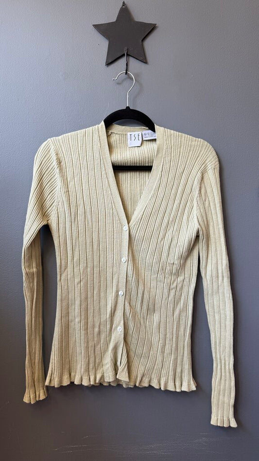 Ribbed Cotton Cashmere Cardigan Sweater