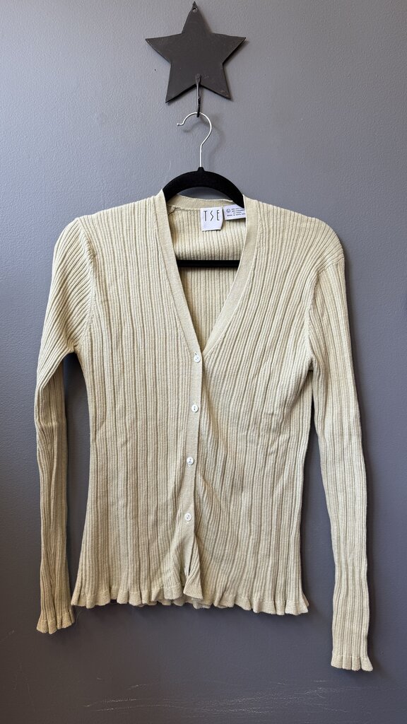 Ribbed Cotton Cashmere Cardigan Sweater