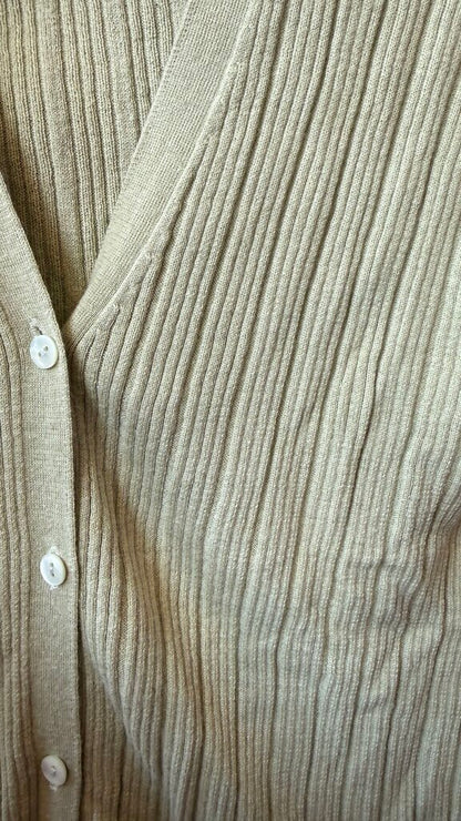 Ribbed Cotton Cashmere Cardigan Sweater