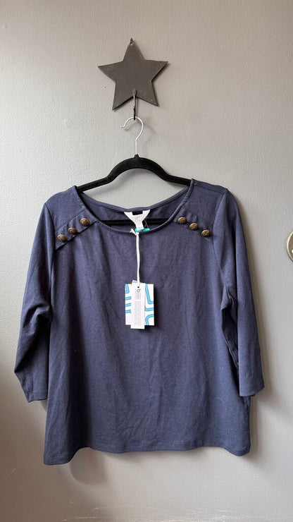 Button Shoulder 3/4 Sleeve Top