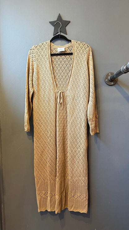 Front Tie Long Knit Cardigan Sweater