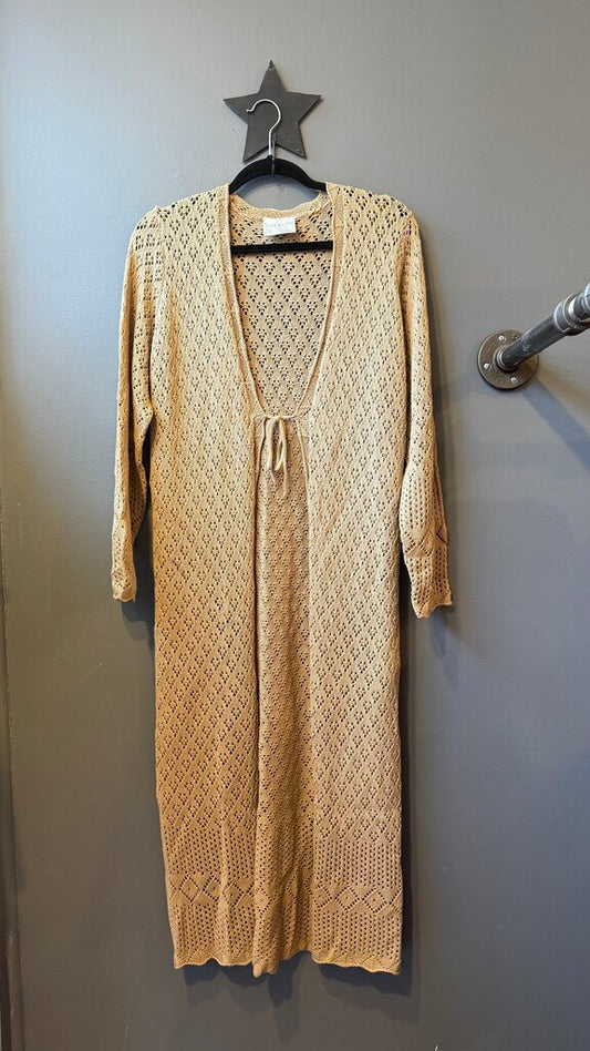 Front Tie Long Knit Cardigan Sweater