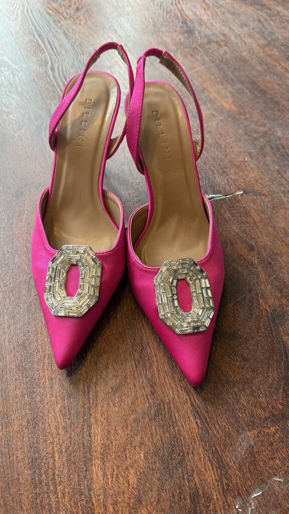 Gem Slingback Satin Heels