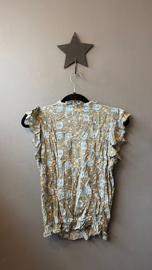 Floral Ruffle Trim Blouse