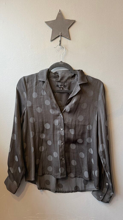 Polka Dot Satin Button Up Blouse