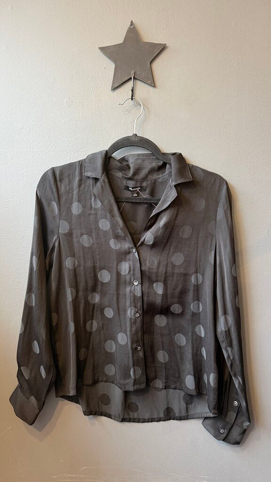 Polka Dot Satin Button Up Blouse