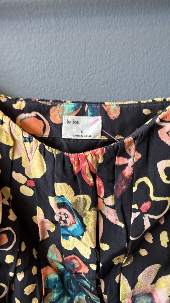 le fou Silk Floral Crop Blouse