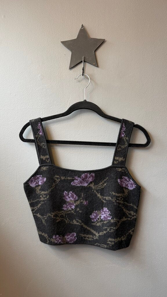 Wool Cashmere Floral Crop Top