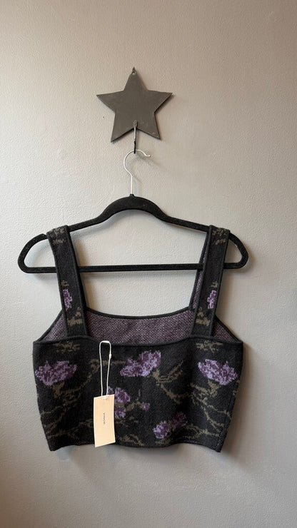 Wool Cashmere Floral Crop Top