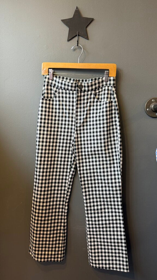 Ankle Flare Gingham Pants