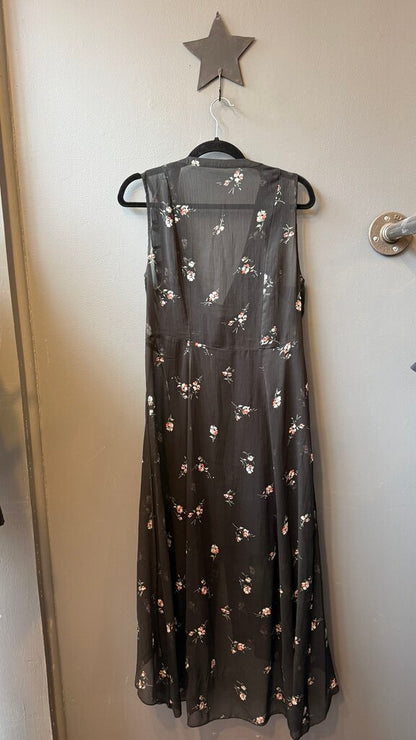 Sheer Floral Overlay Midi Dress