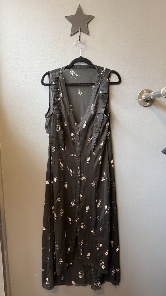 Sheer Floral Overlay Midi Dress