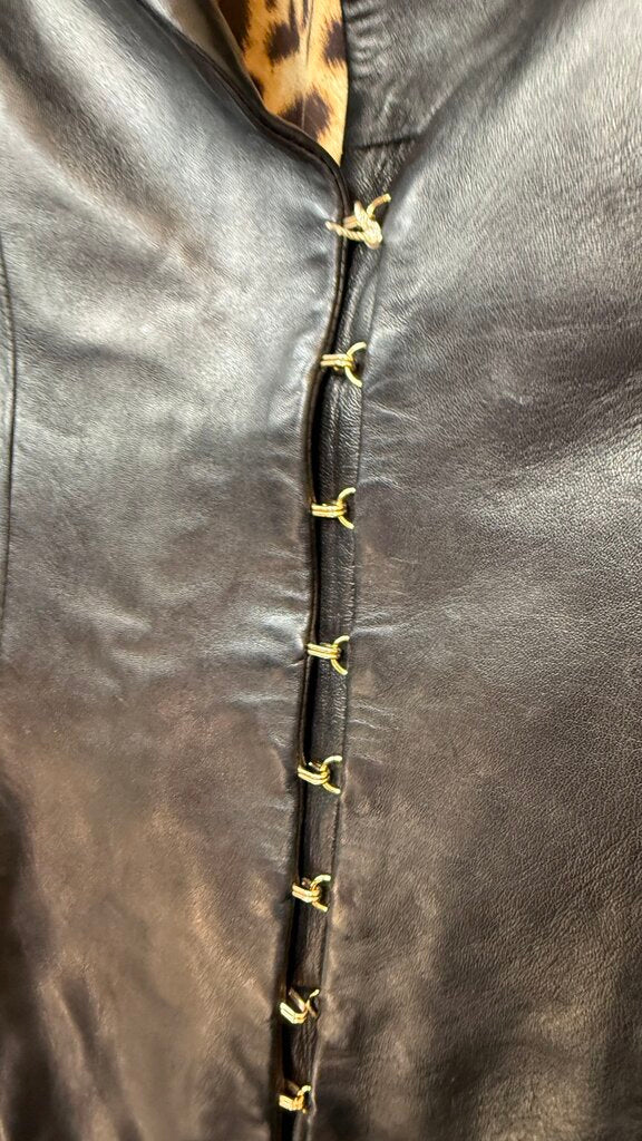 Rosette Embossed Leather Jacket