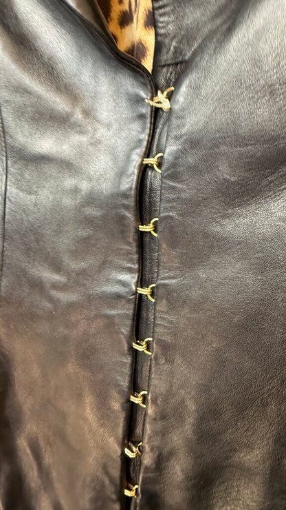 Rosette Embossed Leather Jacket