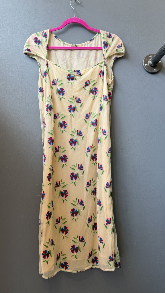 Silk Blend Cap Sleeve Midi Dress