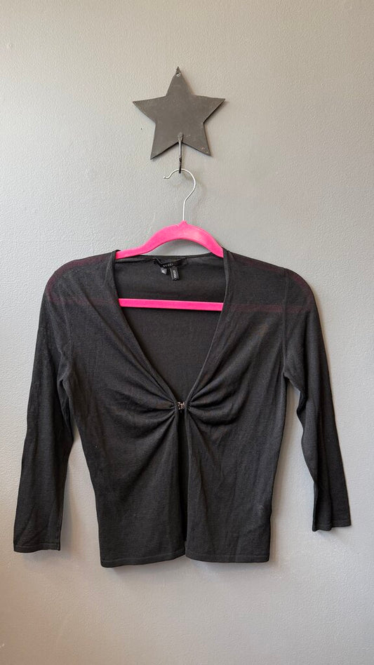 Silk Knit Clasp Cardigan Sweater