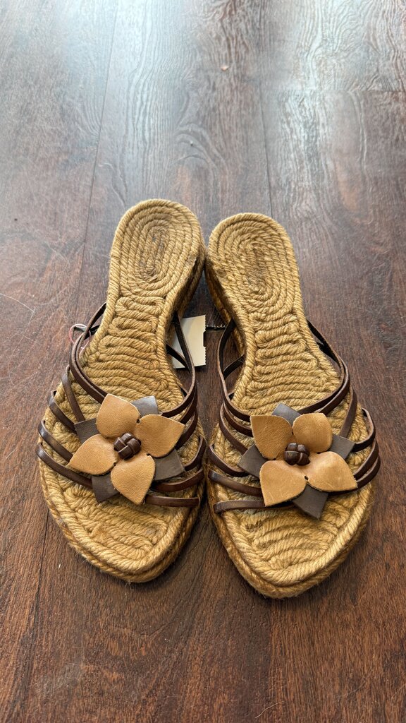 Leather Flower Espadrille Sandals