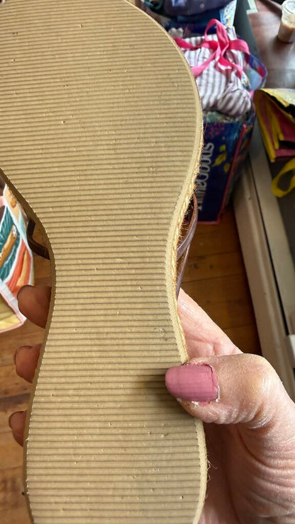 Leather Flower Espadrille Sandals