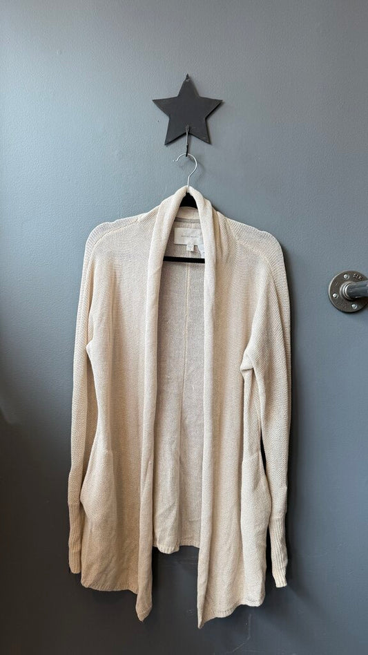 Linen Blend Zipper Cuff Cardigan Sweater