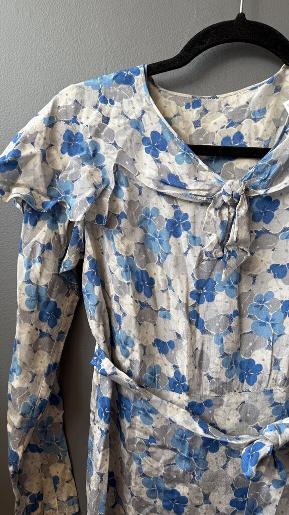 Vintage Pansy Print Midi Dress