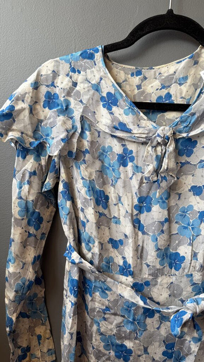Vintage Pansy Print Midi Dress