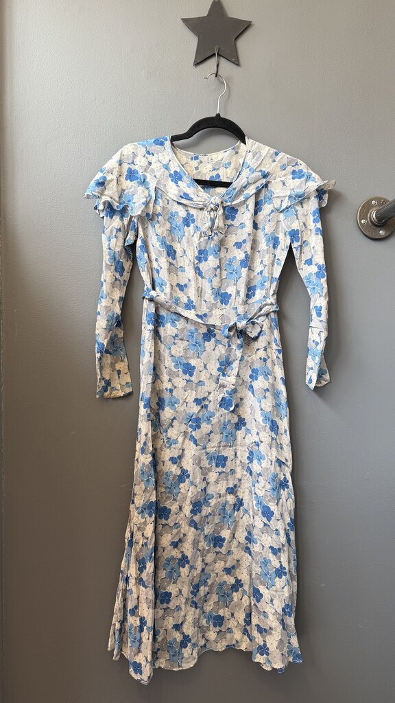 Vintage Pansy Print Midi Dress