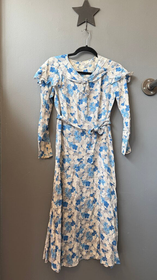 Vintage Pansy Print Midi Dress