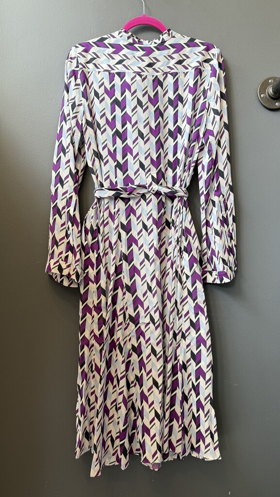 Silk Blend Chevron Midi Shirtdress