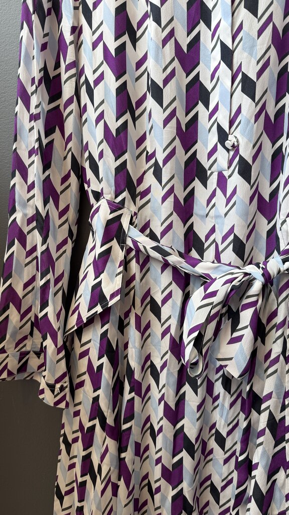 Silk Blend Chevron Midi Shirtdress