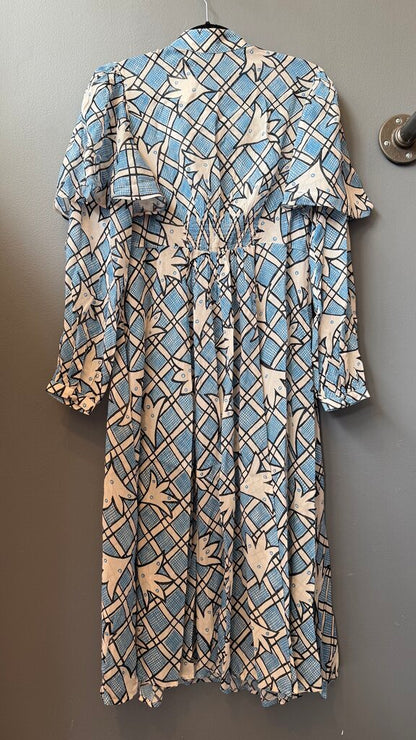 Celia Birtwell Flutter Sleeve Pussy Bow Midi Dress