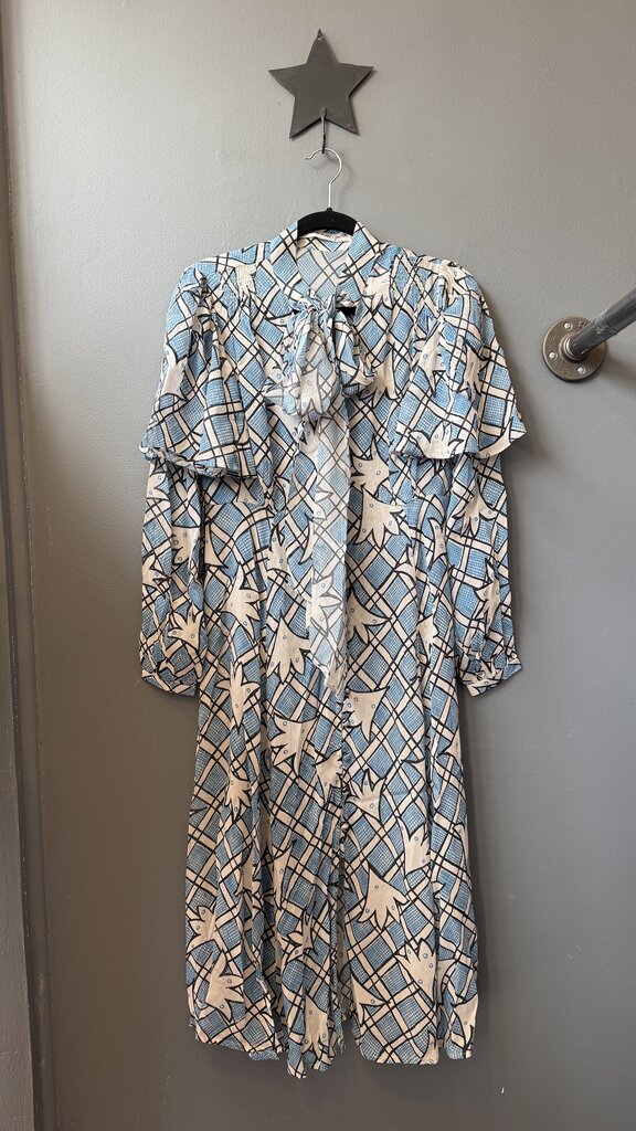 Celia Birtwell Flutter Sleeve Pussy Bow Midi Dress