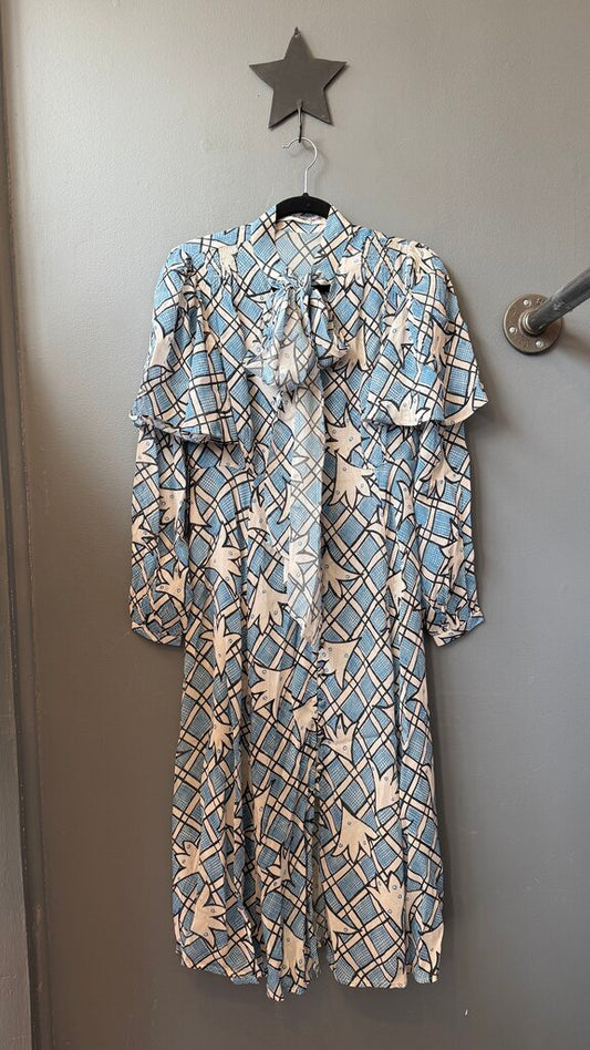 Celia Birtwell Flutter Sleeve Pussy Bow Midi Dress