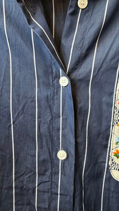 Lace Pocket Stripe Shirt
