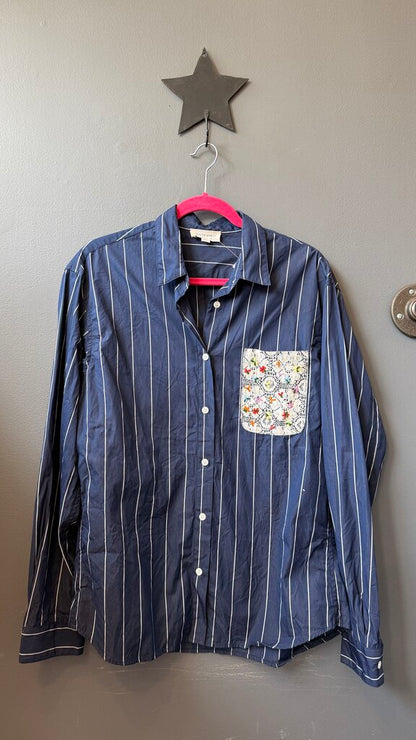 Lace Pocket Stripe Shirt