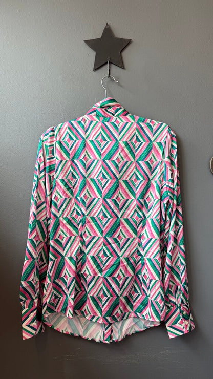 Satin Stripe Pussy Bow Blouse