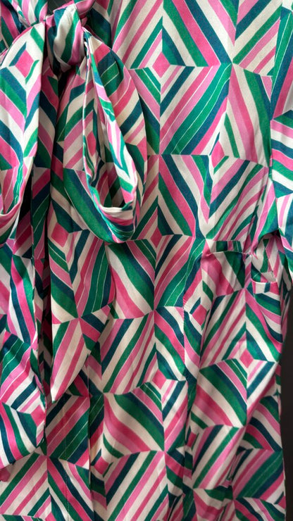 Satin Stripe Pussy Bow Blouse