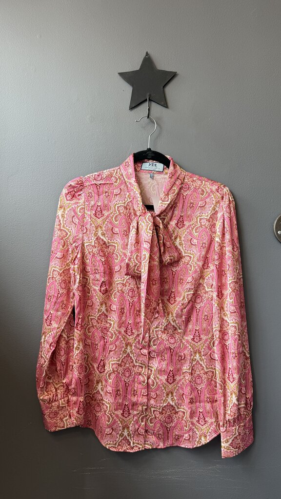 Satin Paisley Pussy Bow Blouse