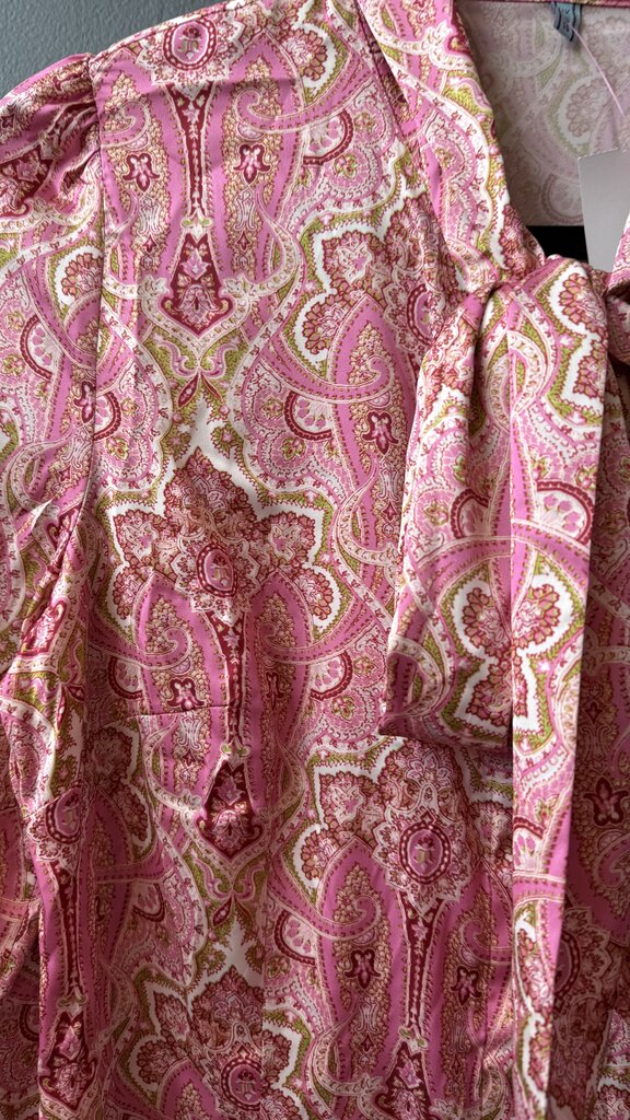 Satin Paisley Pussy Bow Blouse