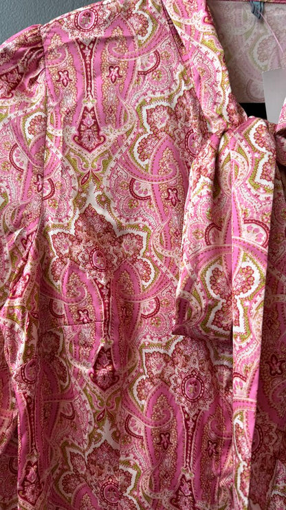 Satin Paisley Pussy Bow Blouse