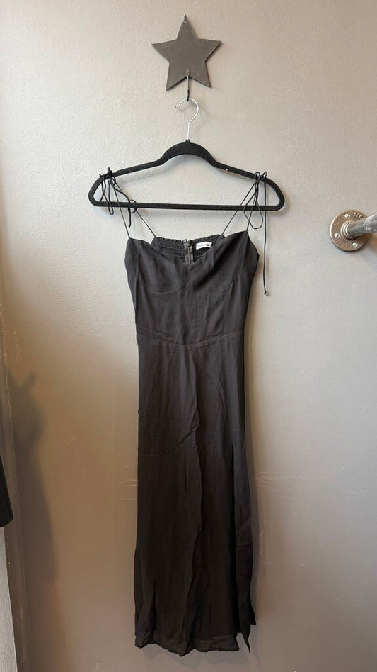 Fitted Boddice Side Slit Midi Dress