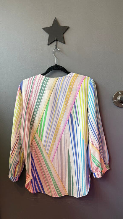 Silk Stripe Popover Blouse