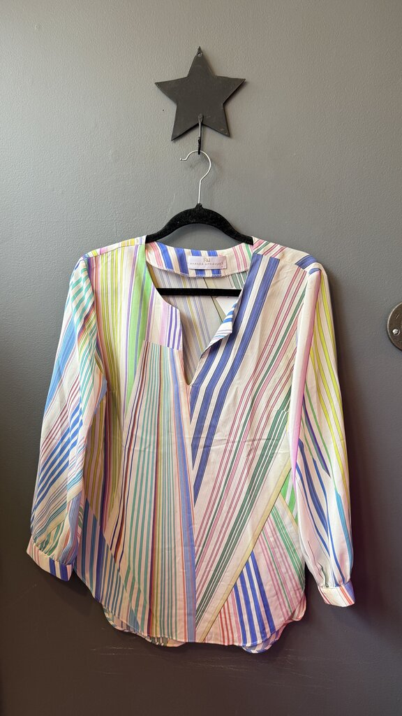 Silk Stripe Popover Blouse