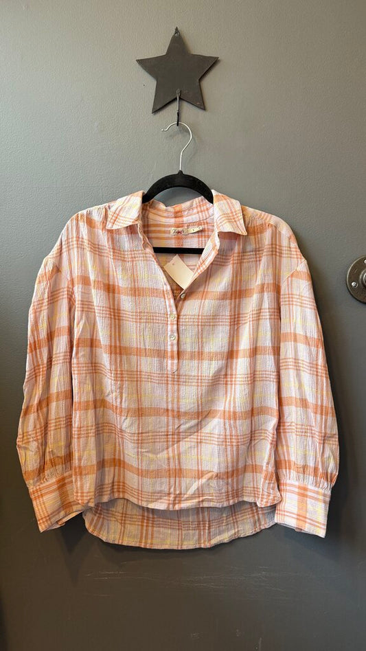 Plaid Tissue Popover Top